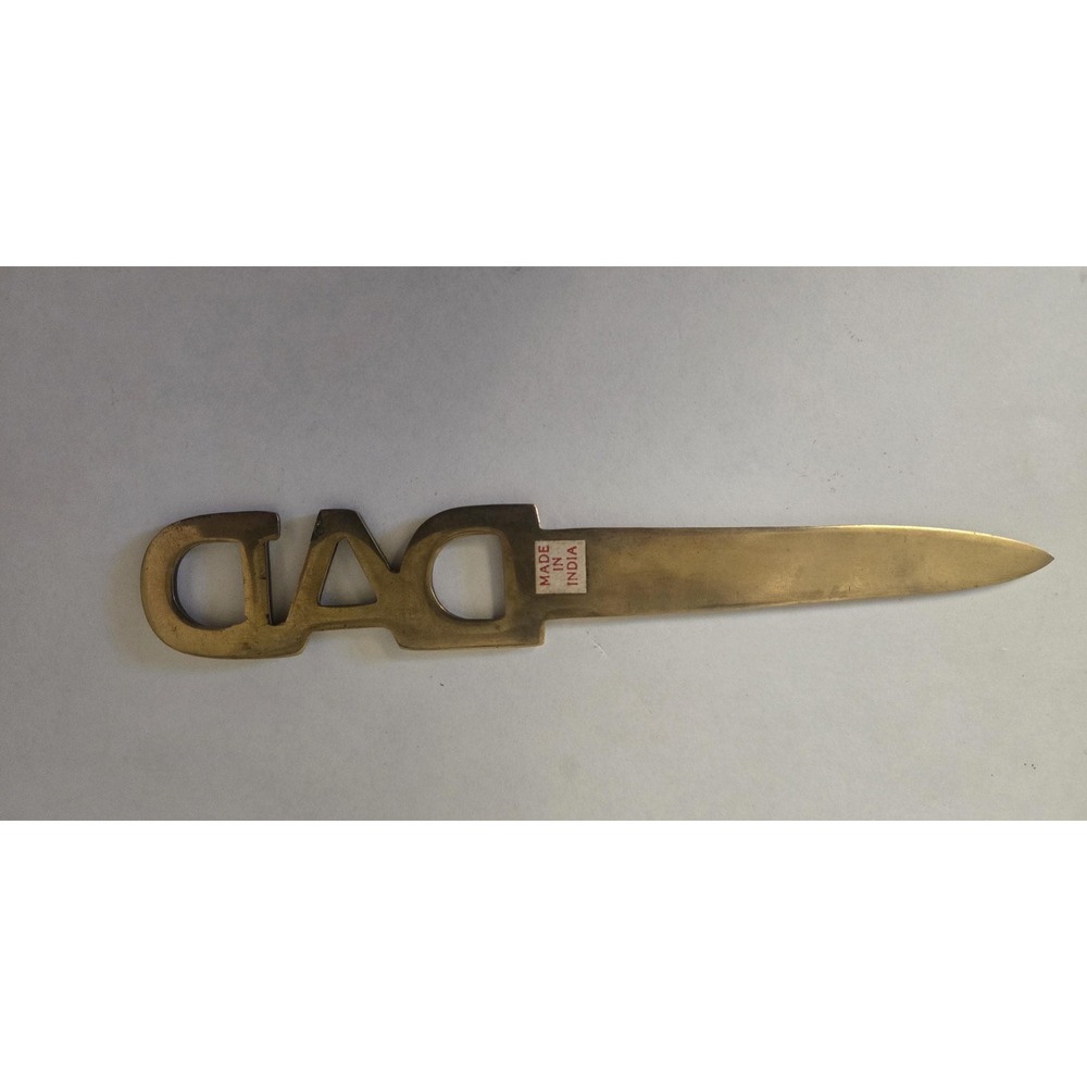 Vintage India Solid Brass "DAD" Letter Opener 7" Business Office Supplies Gift - Picture 2 of 8
